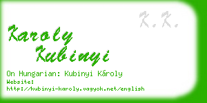 karoly kubinyi business card